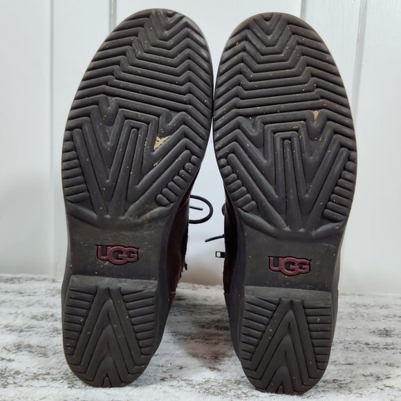 UGG "Kesey" Waterproof Leather Knit Combat Boot Chestnut Brown, Women's Size 9.5 - Picture 10 of 14